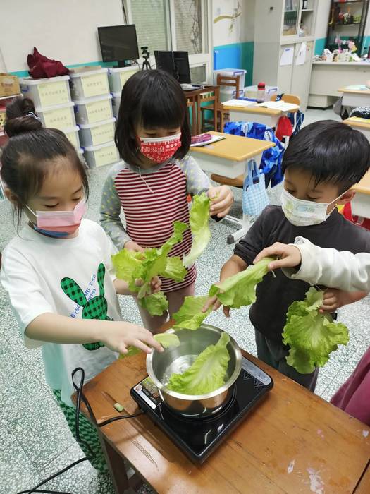 將菜放進鍋子裡煮