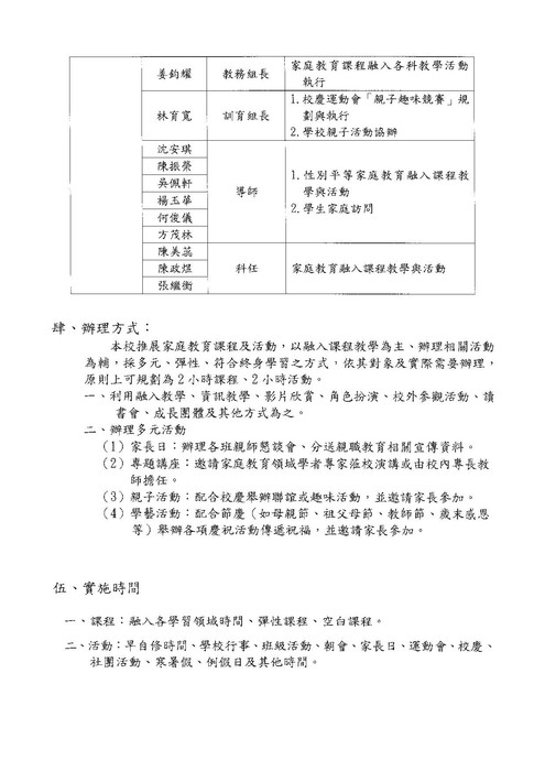 新北市三峽區大成國民小學108學年度家庭教育實施計畫